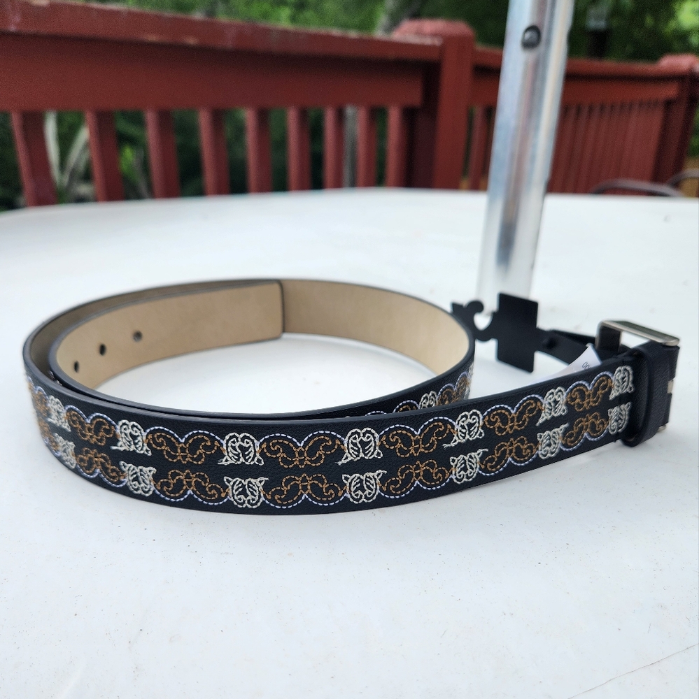 Women's Black Print Belt NEW Man Made Material Large